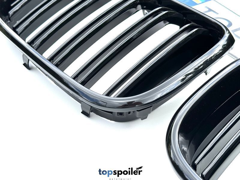 Решітка радіатора BMW X3 G01 / X4 G02 2017-2021 Double line стиль M (ніздрі, ноздри БМВ) чорний глянець G01-M2 фото