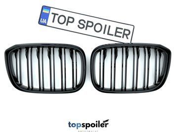 Решітка радіатора BMW X3 G01 / X4 G02 2017-2021 Double line стиль M LCI (ніздрі, ноздри БМВ) чорний глянець G01-M3 фото