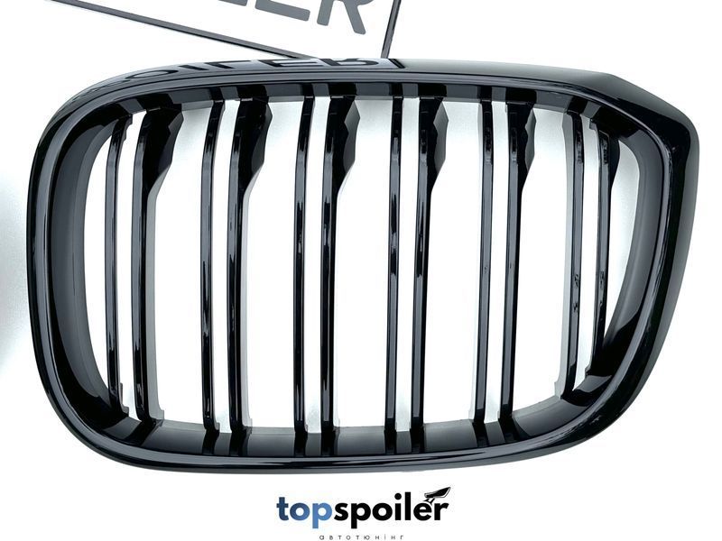 Решітка радіатора BMW X3 G01 / X4 G02 2017-2021 Double line стиль M LCI (ніздрі, ноздри БМВ) чорний глянець G01-M3 фото