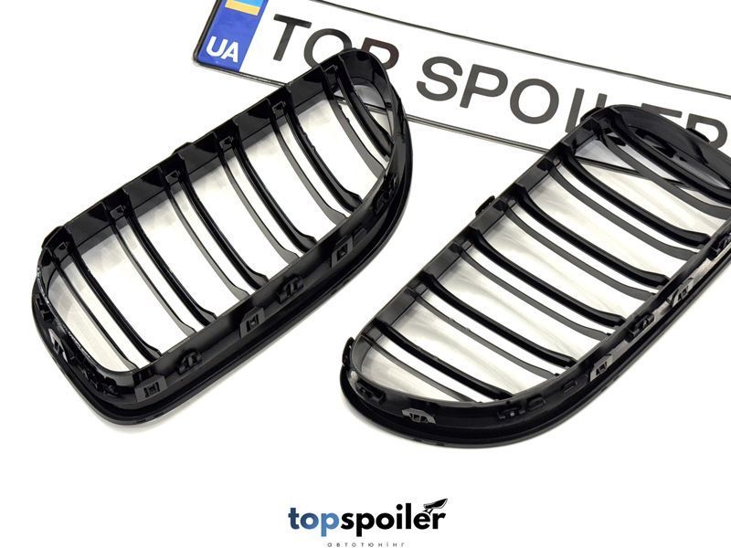 Решітка радіатора BMW 6 F06 / F12 / F13 2011-2016 стиль М (ніздрі, ноздри БМВ Ф06, Ф12, Ф13) чорний глянець F06-F12-F13 фото