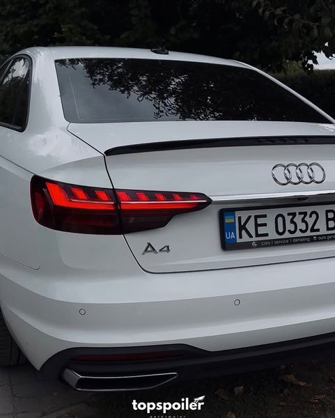 Спойлер багажника Audi A4 B9 2020+ стиль S4 (ABS пластик) сабля Ауді Ауди А4 б9 рестайлінг (чорний глянець) B9-20 фото