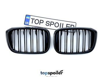 Решітка радіатора BMW X3 G01 / X4 G02 2017-2021 Double line стиль M (ніздрі, ноздри БМВ) чорний глянець G01-02-2 фото