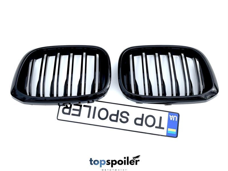 Решітка радіатора BMW X3 G01 / X4 G02 2017-2021 Double line стиль M (ніздрі, ноздри БМВ) чорний глянець G01-02-2 фото