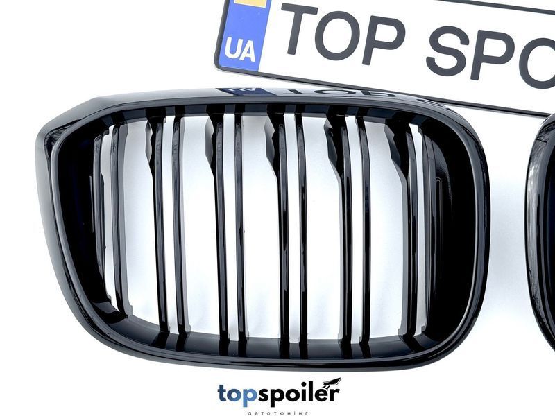 Решітка радіатора BMW X3 G01 / X4 G02 2017-2021 Double line стиль M (ніздрі, ноздри БМВ) чорний глянець G01-02-2 фото