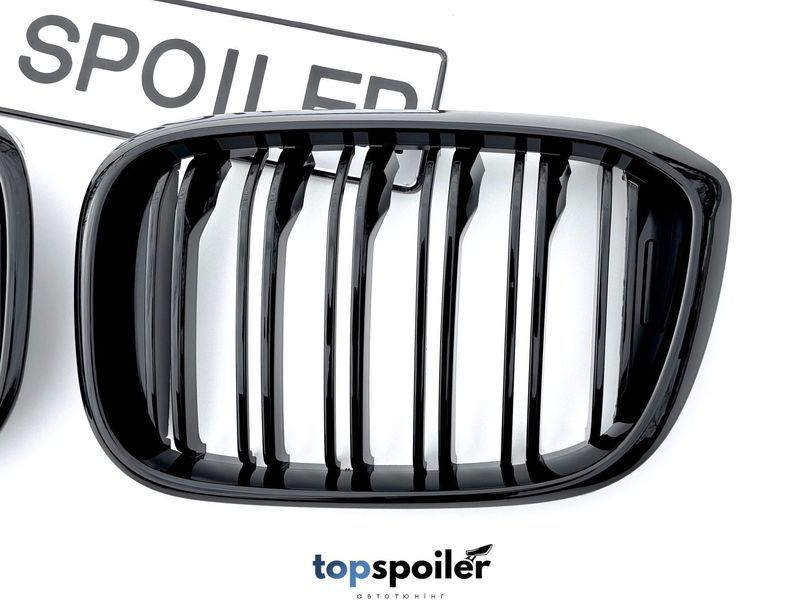 Решітка радіатора BMW X3 G01 / X4 G02 2017-2021 Double line стиль M (ніздрі, ноздри БМВ) чорний глянець G01-02-2 фото