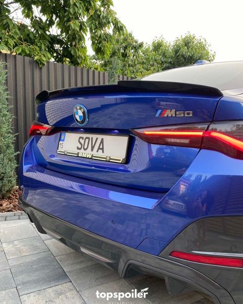 Спойлер багажника BMW i4 2021+ стиль М4 (ABS пластик) дактейл БМВ (чорний глянець) I4-21 фото