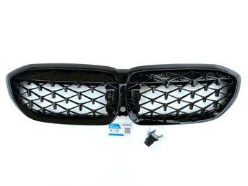 Решітка радіатора BMW 3 G20 / G21 2018+ стиль black Diamond (ніздрі, ноздри БМВ G20) чорний глянець G20-G21-DIA фото