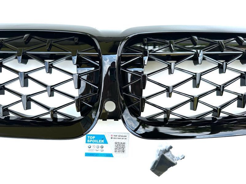 Решітка радіатора BMW 3 G20 / G21 2018+ стиль black Diamond (ніздрі, ноздри БМВ G20) чорний глянець G20-G21-DIA фото