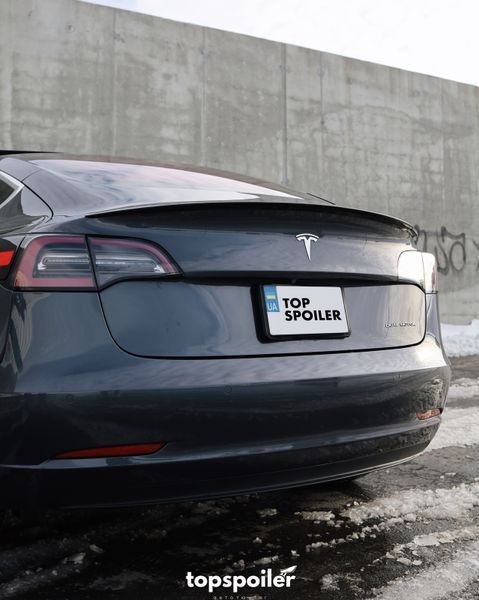 Спойлер багажника Tesla Model 3 2017-2022 (ABS пластик) сабля Тесла модел 3 (чорний глянець) MOD-3 фото