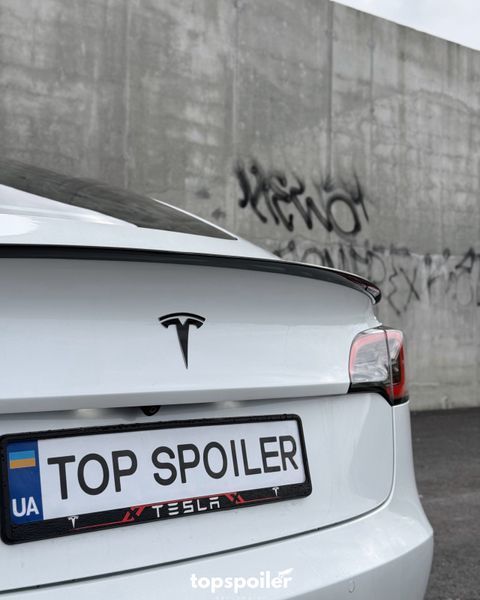 Спойлер багажника Tesla Model 3 2017-2022 (ABS пластик) сабля Тесла модел 3 (чорний глянець) MOD-3 фото