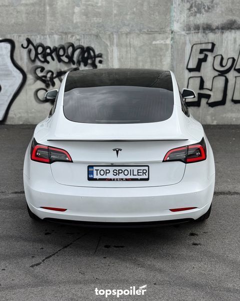 Спойлер багажника Tesla Model 3 2017-2022 (ABS пластик) сабля Тесла модел 3 (чорний глянець) MOD-3 фото