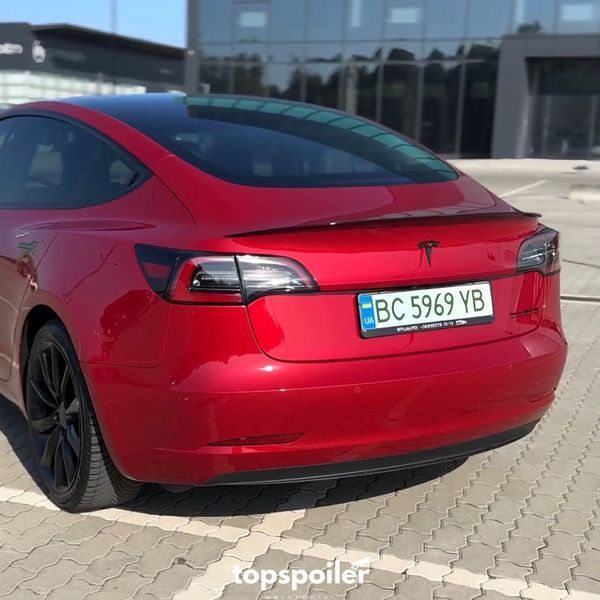 Спойлер багажника Tesla Model 3 2017-2022 (ABS пластик) сабля Тесла модел 3 (чорний глянець) MOD-3 фото
