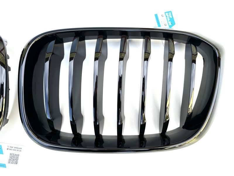 Решітка радіатора BMW X3 G01 / X4 G02 2017-2021 Single line стиль M (ніздрі, ноздри БМВ) чорний глянець G01-G08 фото