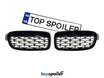 Решітка радіатора BMW 3 F30 / F31 / F35 / F80 2012-2018 стиль Diamond (ніздрі, ноздри Ф30) чорний глянець F30-DIA фото