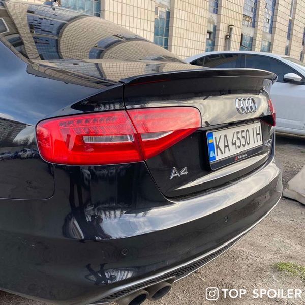 Спойлер багажника Audi A4 B8 2007-2016 стиль S4 (ABS пластик) сабля Ауді Ауди А4 б8 (чорний глянець) B8-S4 фото