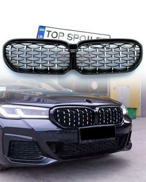 Решітка радіатора BMW 5 G30 / G31 F90 2021+ Diamond chrome (ніздрі, ноздри БМВ G30 Ф90) G30-DIA фото
