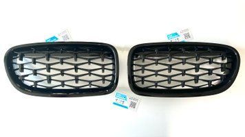 Решітка радіатора BMW 5 F10 / F11 2010-2017 стиль Diamond (ніздрі, ноздри Ф10 Ф11) чорний глянець F10-DIA фото