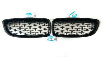 Решітка радіатора BMW 4 F32 / F33 / F36 стиль Diamond (ніздрі, ноздри Ф32 Ф33 Ф36) чорний глянець F32-DIA фото