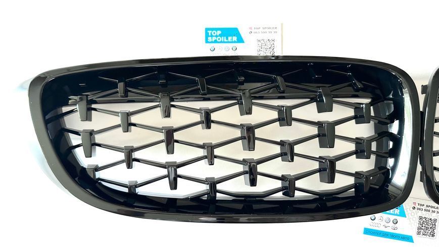Решітка радіатора BMW 4 F32 / F33 / F36 стиль Diamond (ніздрі, ноздри Ф32 Ф33 Ф36) чорний глянець F32-DIA фото