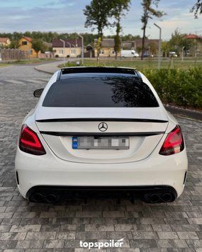 Спойлер багажника Mercedes-Benz C class w205 2014-2019 стиль AMG (ABS пластик) сабля Мерседес 205 (чорний глянець) w205-1 фото