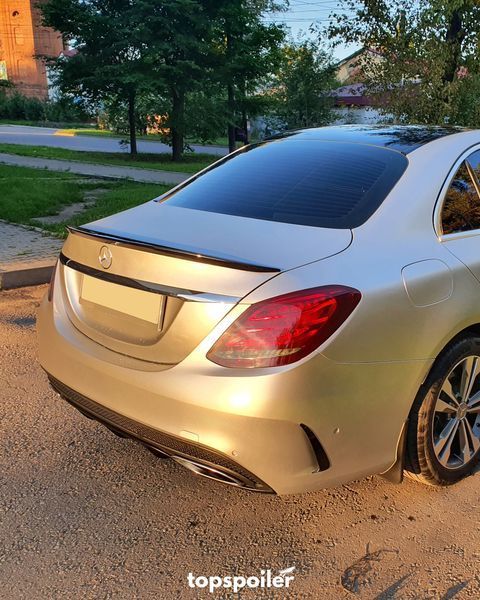 Спойлер багажника Mercedes-Benz C class w205 2014-2019 стиль AMG (ABS пластик) сабля Мерседес 205 (чорний глянець) w205-1 фото