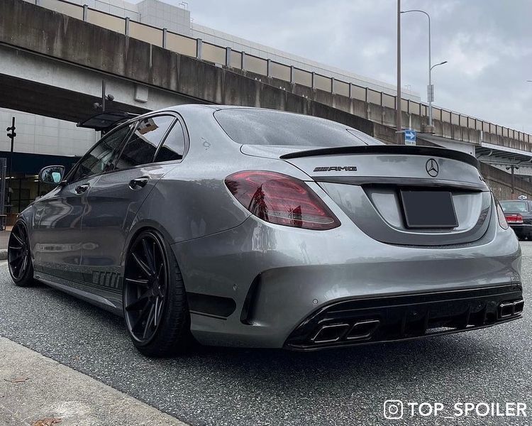 Спойлер багажника Mercedes-Benz C class w205 2014-2019 стиль AMG (ABS пластик) сабля Мерседес 205 (чорний глянець) w205-1 фото