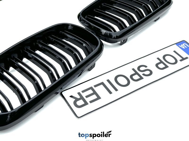 Решітка радіатора BMW X5 F15 / X6 F16 2013-2018 стиль М (ніздрі, ноздри БМВ Ф15 Ф16) чорний глянець F15-F16-M фото