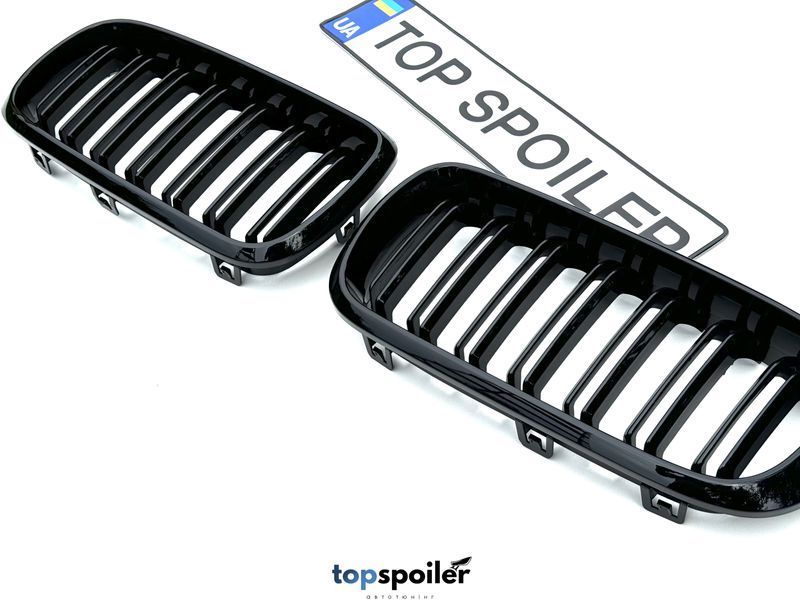 Решітка радіатора BMW X5 F15 / X6 F16 2013-2018 стиль М (ніздрі, ноздри БМВ Ф15 Ф16) чорний глянець F15-F16-M фото