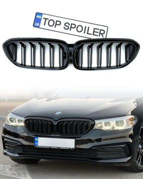 Решітка радіатора BMW 5 G30 / G31 F90 2017-2020 LCI (ніздрі, ноздри БМВ G30 Ф90) чорний глянець G30-31-LCI фото