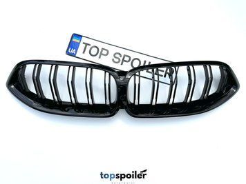 Решітка радіатора BMW 8 G14 G15 G16 2018-2022 Double line стиль M (ніздрі, ноздри БМВ) чорний глянець G14-M фото